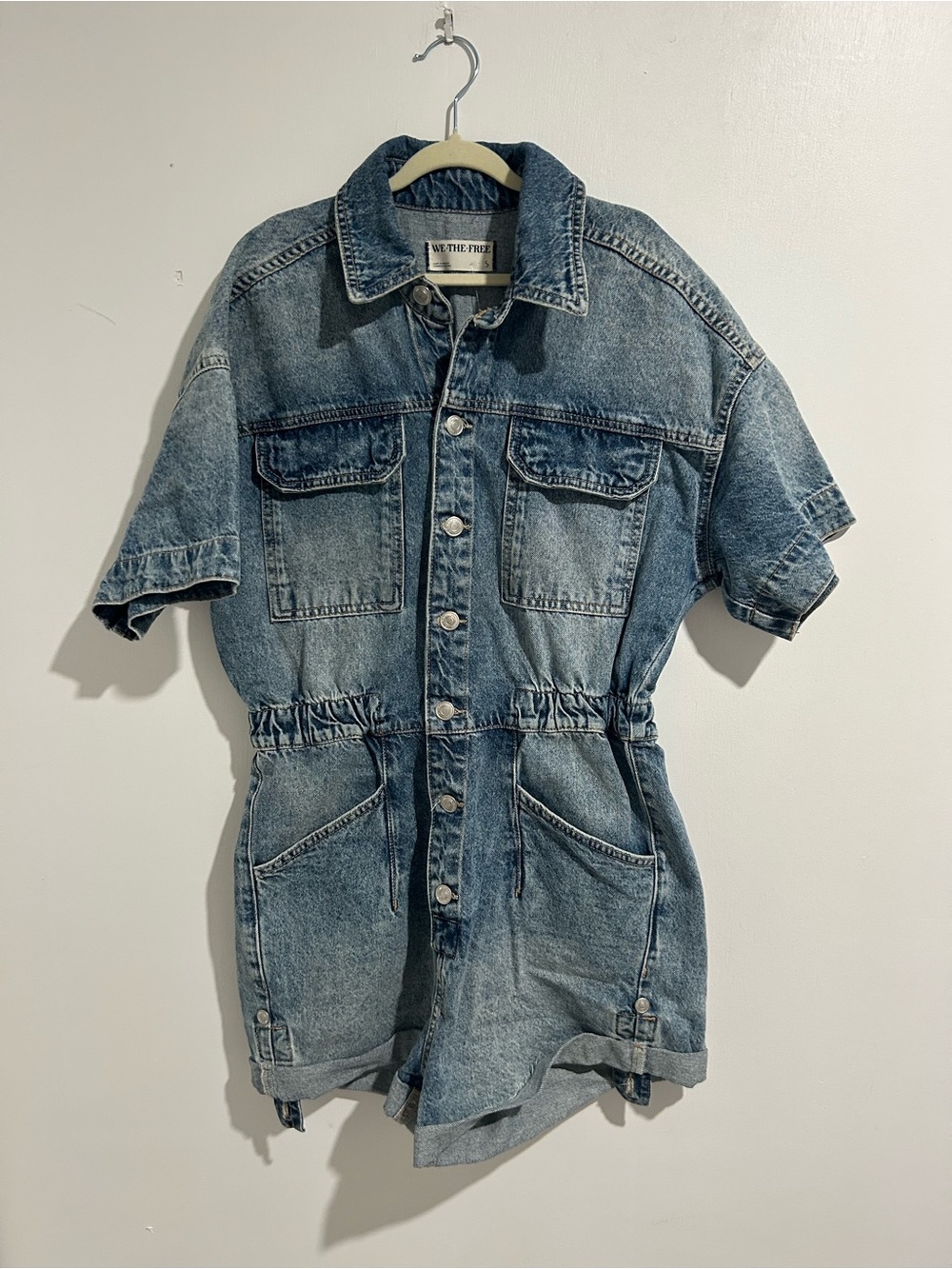 NWT Free People We The Free Marci Cuffed Denim Romper Size S